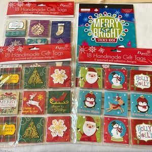 Lot of 4 pc brand new self adhesive gift tags & holiday stickers brand new🎄🎁
